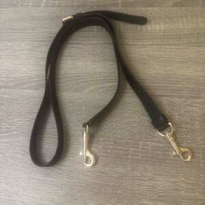 DKNY Black 100% Leather Double-Ended Crossbody Bag Strap with Gold Clips